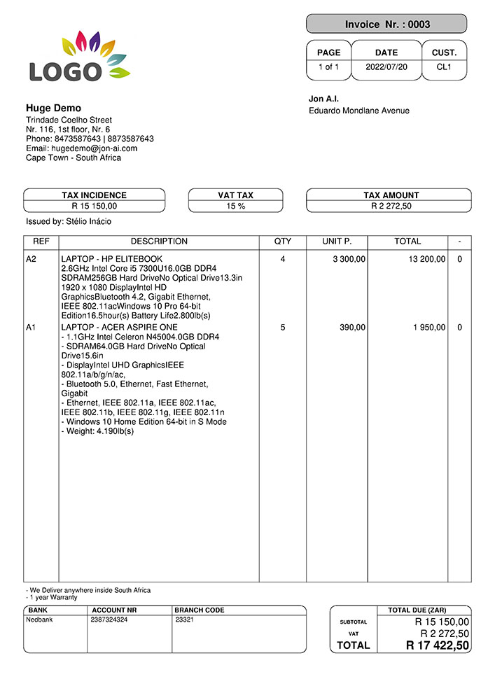 Invoice Example