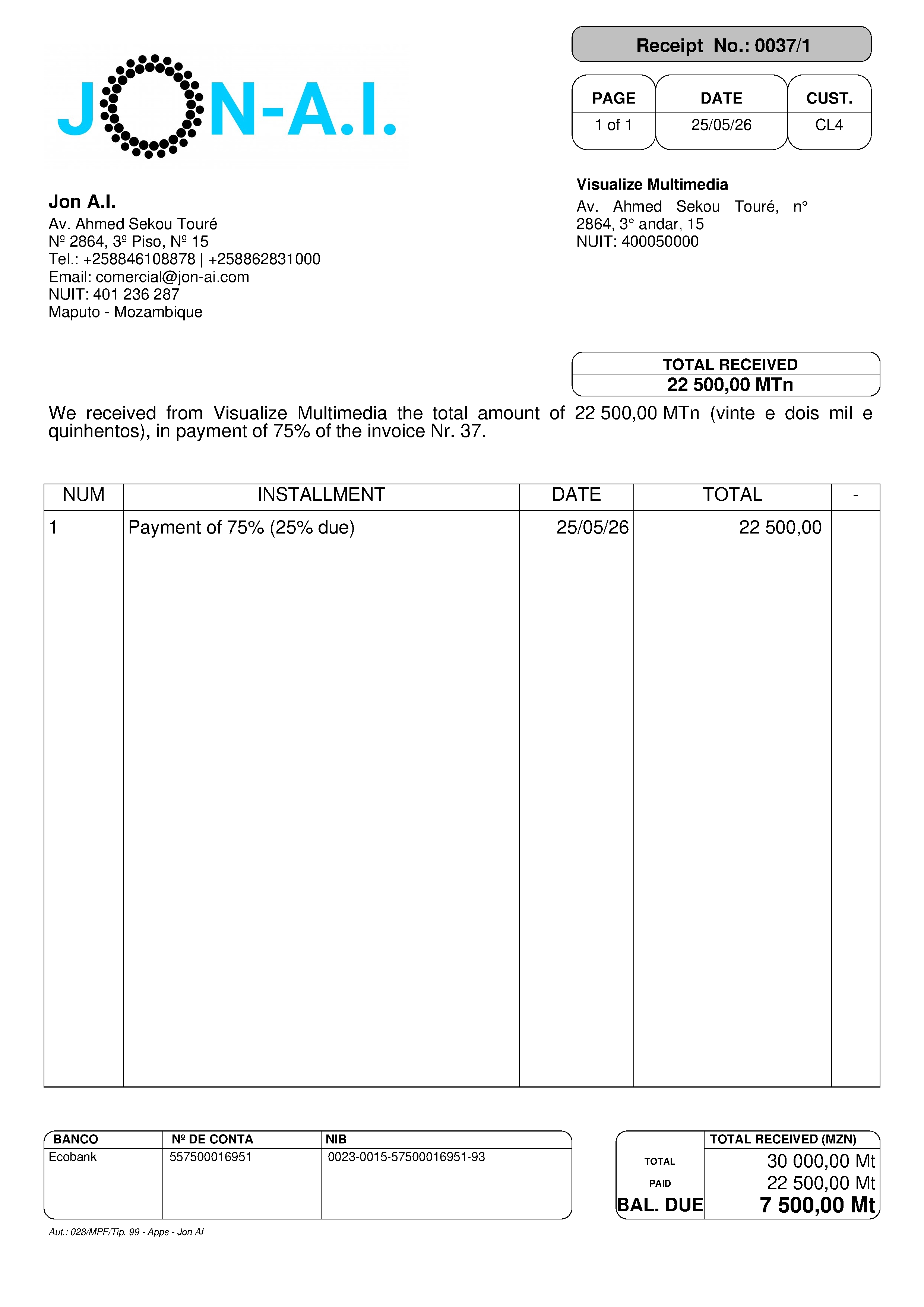 Receipt Example