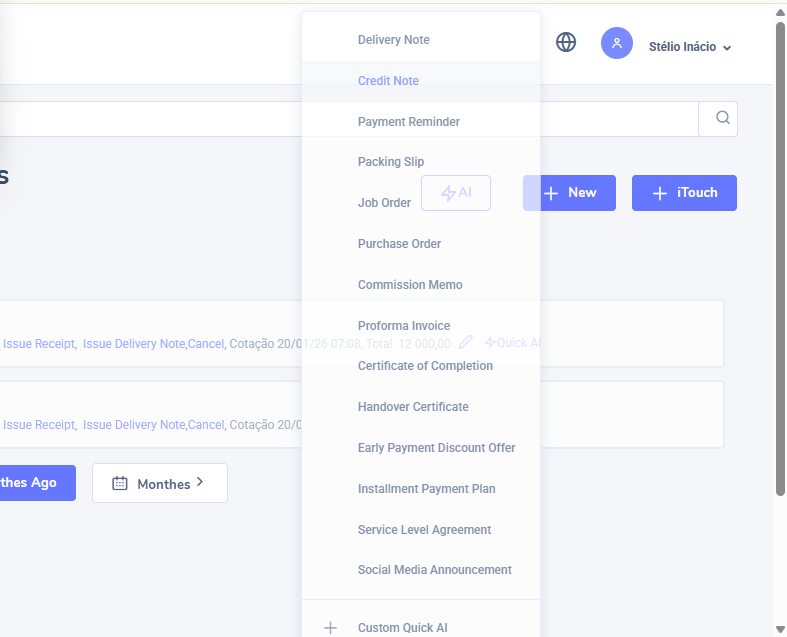 Generate Sales Contract from Invoice